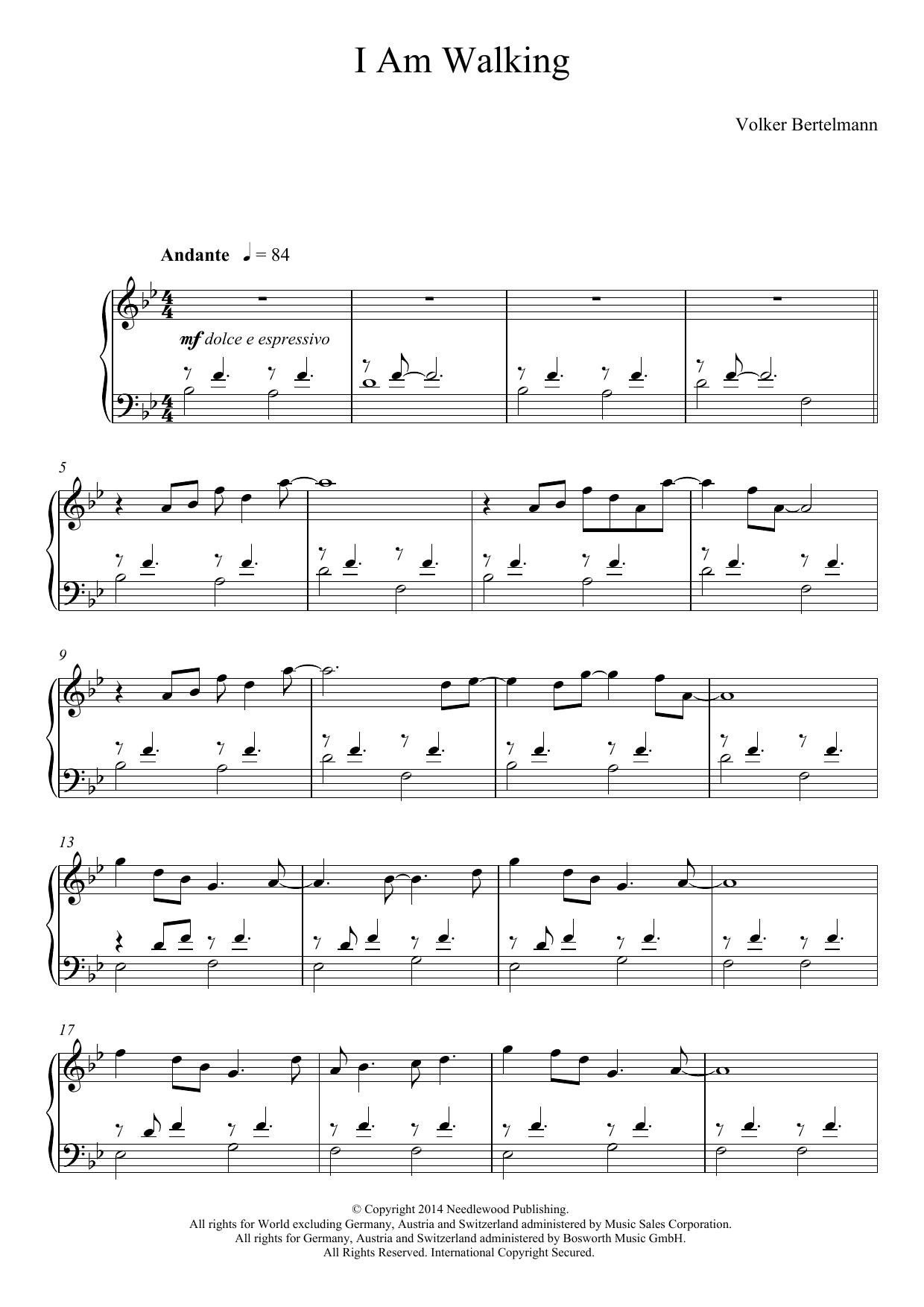 Download Hauschka I Am Walking Sheet Music and learn how to play Piano PDF digital score in minutes