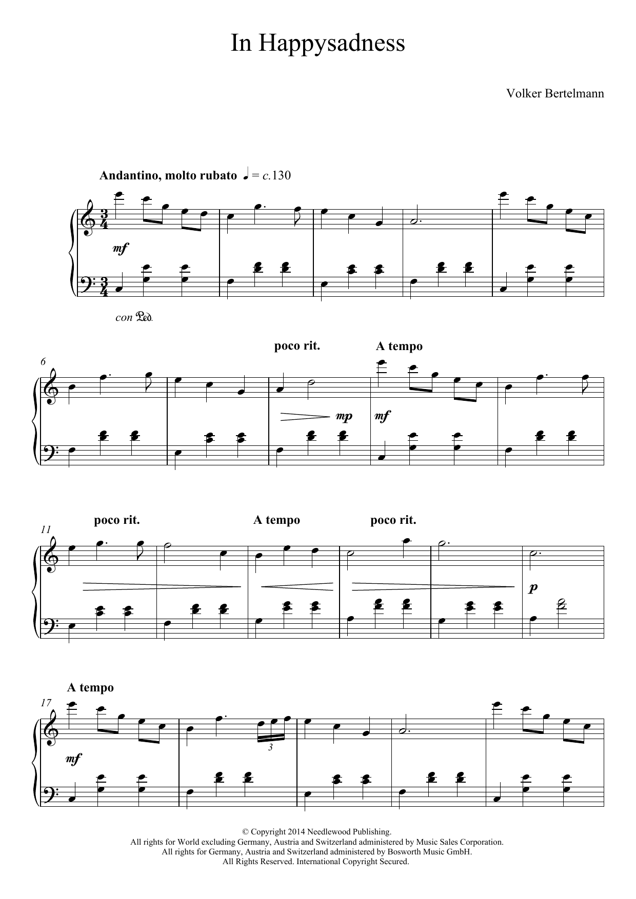 Download Hauschka In Happysadness Sheet Music and learn how to play Piano PDF digital score in minutes