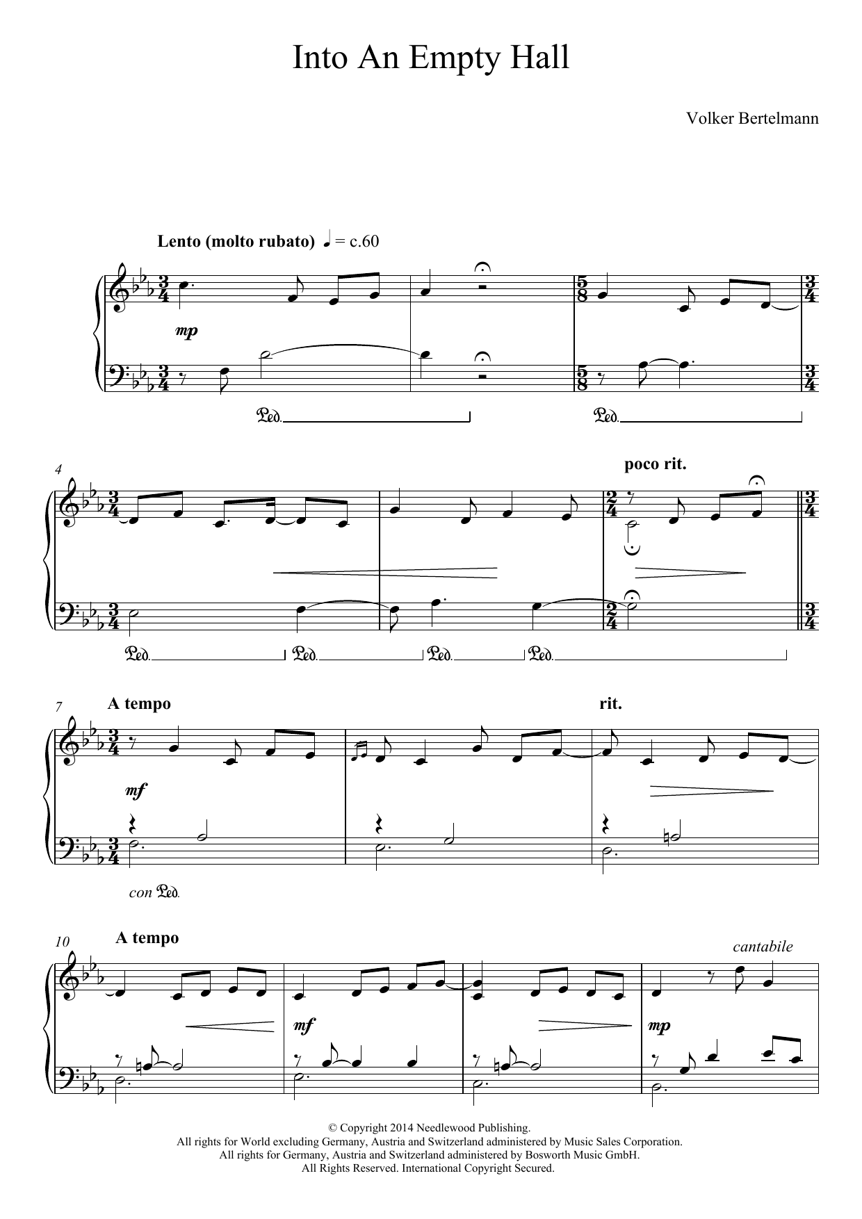 Download Hauschka Into An Empty Hall Sheet Music and learn how to play Piano PDF digital score in minutes