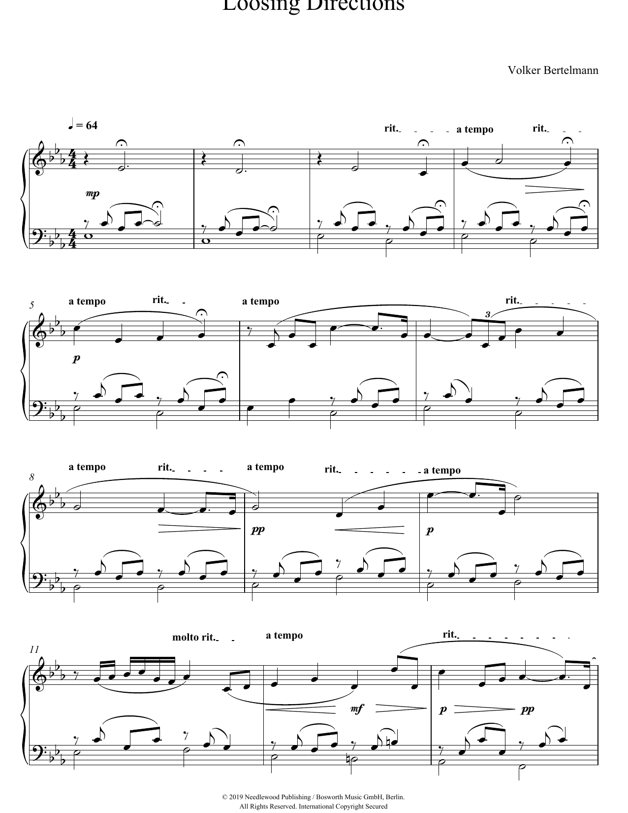 Download Hauschka Loosing Directions Sheet Music and learn how to play Piano Solo PDF digital score in minutes