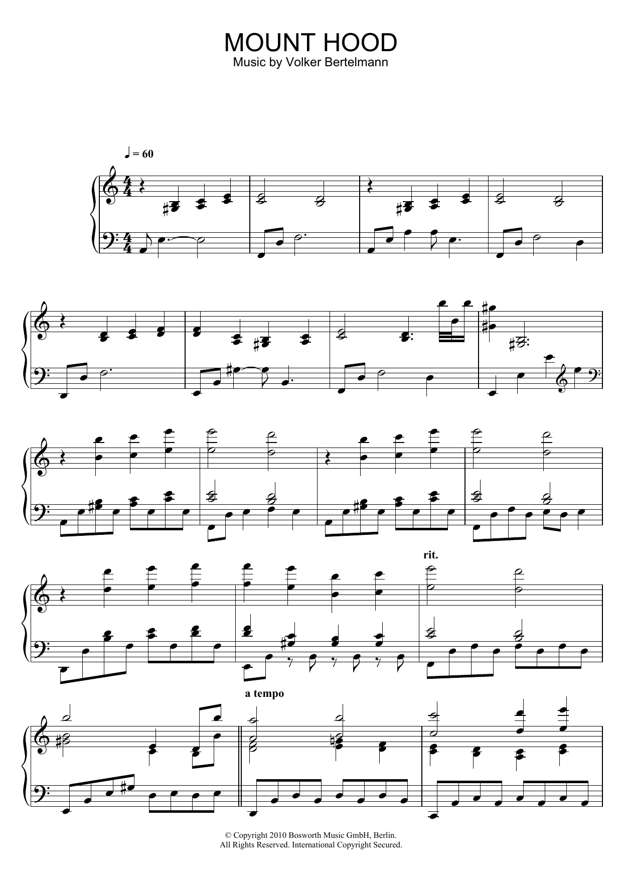 Download Hauschka Mount Hood Sheet Music and learn how to play Piano PDF digital score in minutes