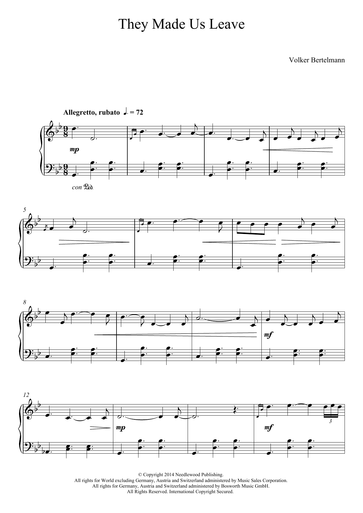 Download Hauschka They Made Us Leave Sheet Music and learn how to play Piano PDF digital score in minutes