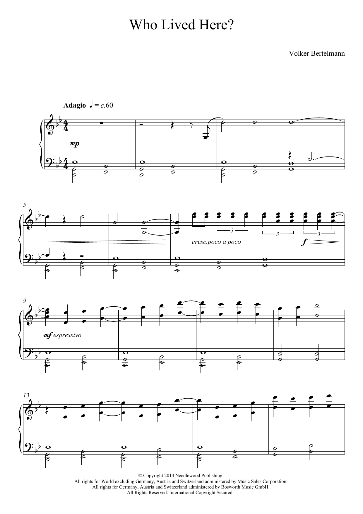 Download Hauschka Who Lived Here? Sheet Music and learn how to play Piano PDF digital score in minutes
