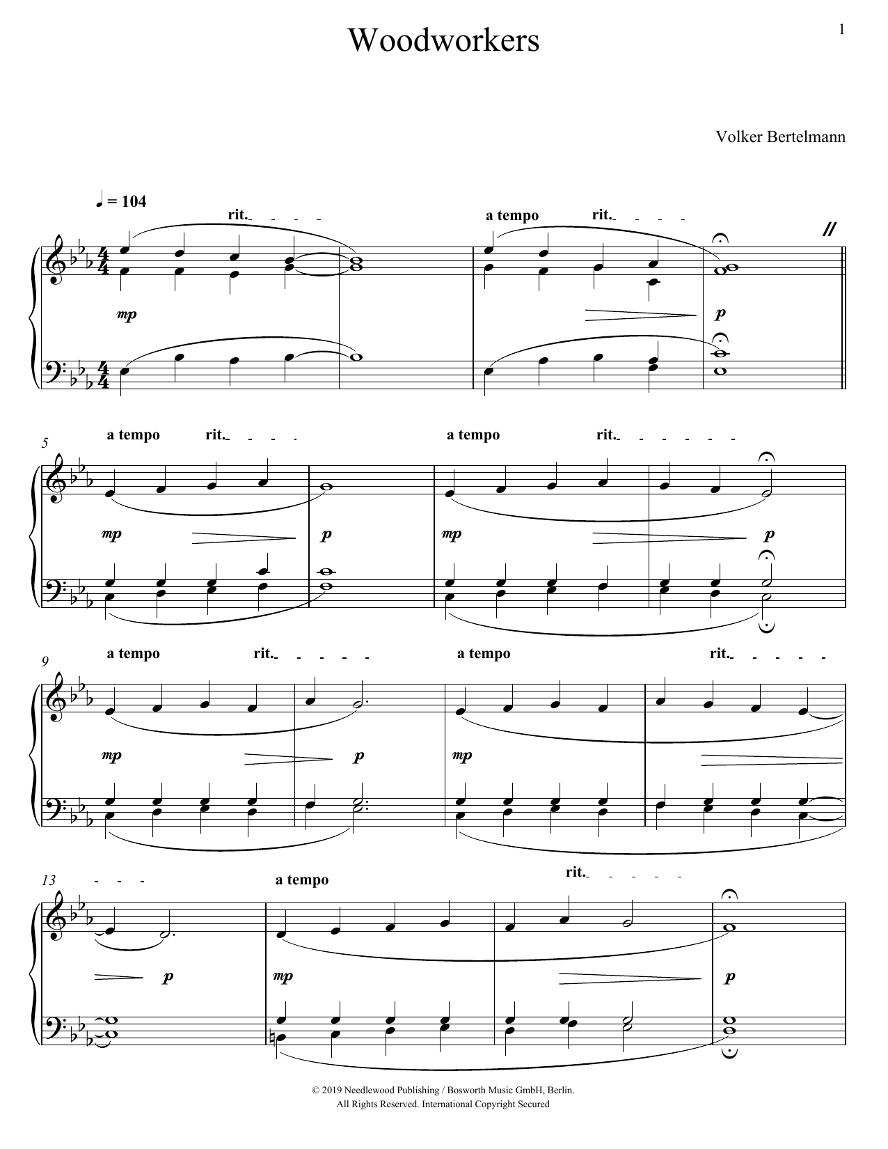 Download Hauschka Woodworkers Sheet Music and learn how to play Piano Solo PDF digital score in minutes