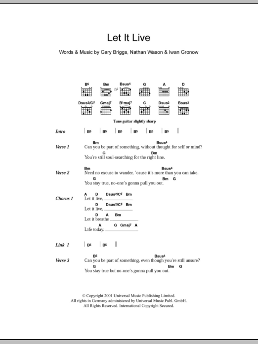 Download Haven Let It Live Sheet Music and learn how to play Lyrics & Chords PDF digital score in minutes