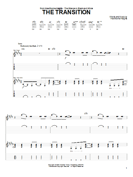 Download Hawthorne Heights The Transition Sheet Music and learn how to play Guitar Tab PDF digital score in minutes