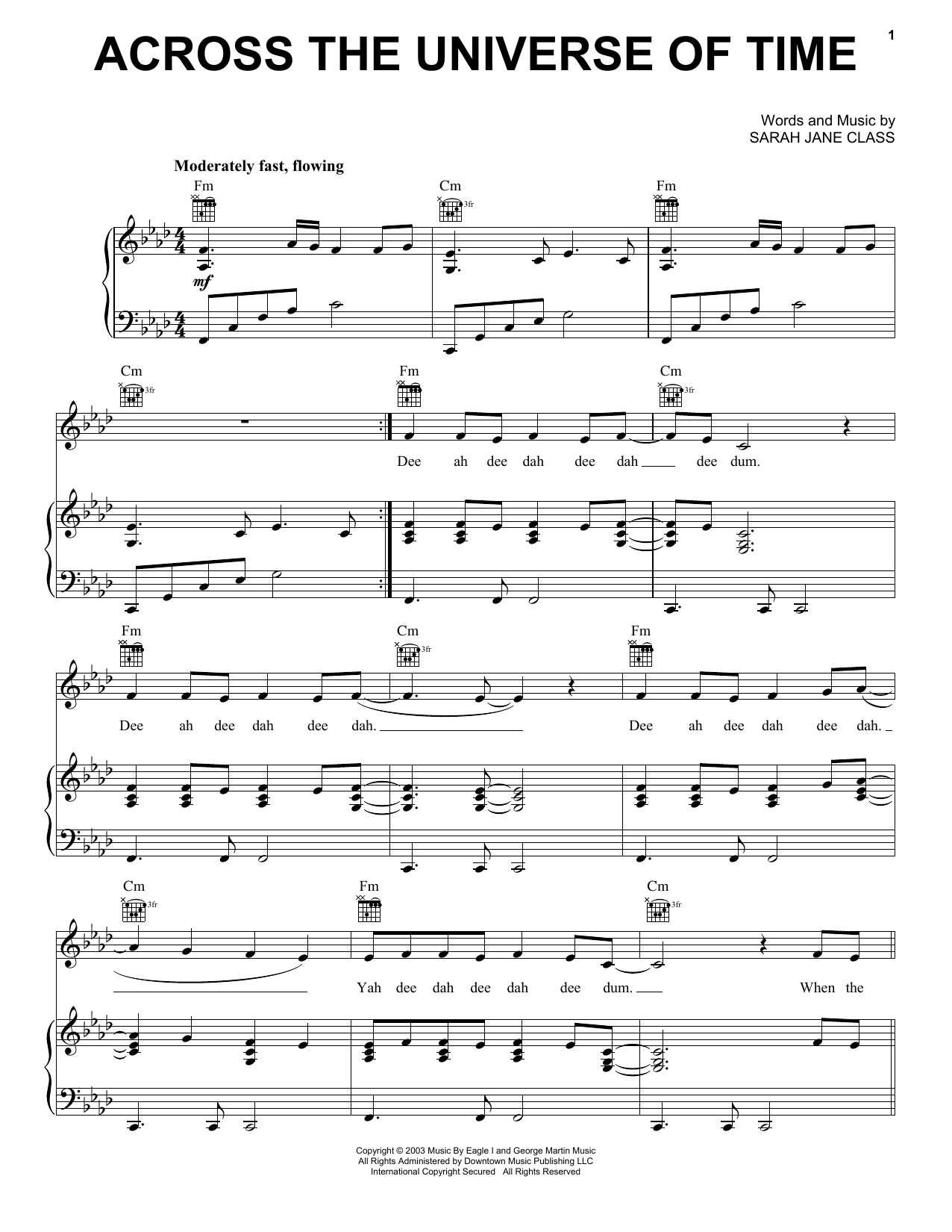 Download Hayley Westenra Across The Universe Of Time Sheet Music and learn how to play Piano, Vocal & Guitar Chords (Right-Hand Melody) PDF digital score in minutes