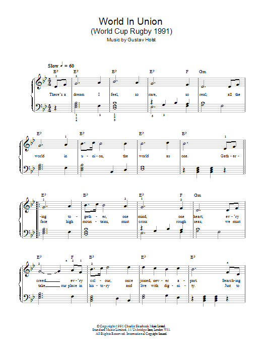 Download Hayley Westenra World In Union Sheet Music and learn how to play Piano & Vocal PDF digital score in minutes