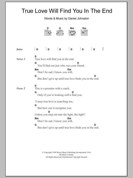 Download Headless Heroes True Love Will Find You In The End Sheet Music and learn how to play Lyrics & Chords PDF digital score in minutes