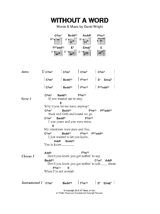 Download Headway Without A Word Sheet Music and learn how to play Lyrics & Chords PDF digital score in minutes