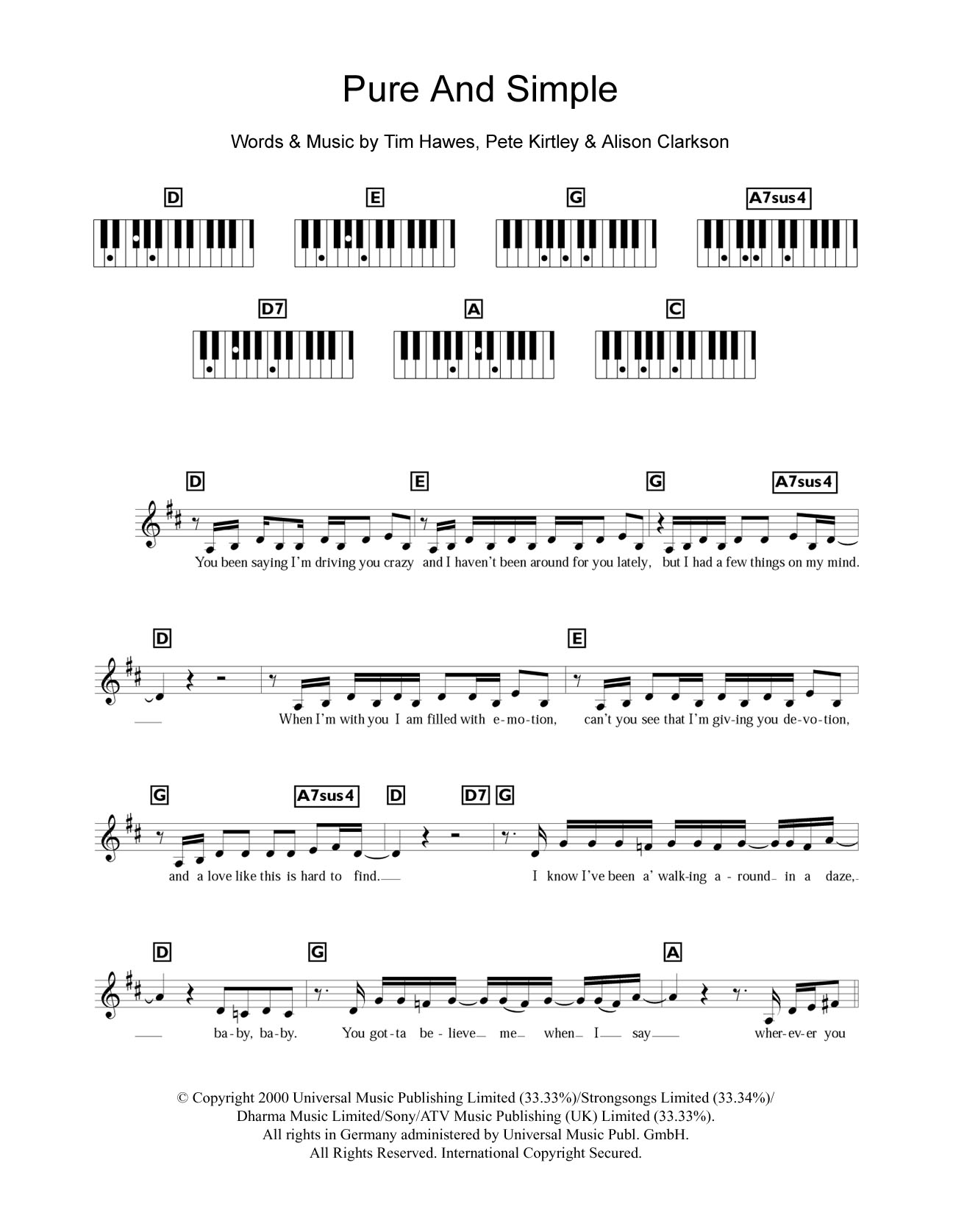 Download Hear'Say Sheet Music and learn how to play Piano, Vocal & Guitar PDF score in minutes