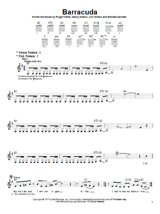 Download Heart Barracuda Sheet Music and learn how to play Really Easy Guitar PDF digital score in minutes