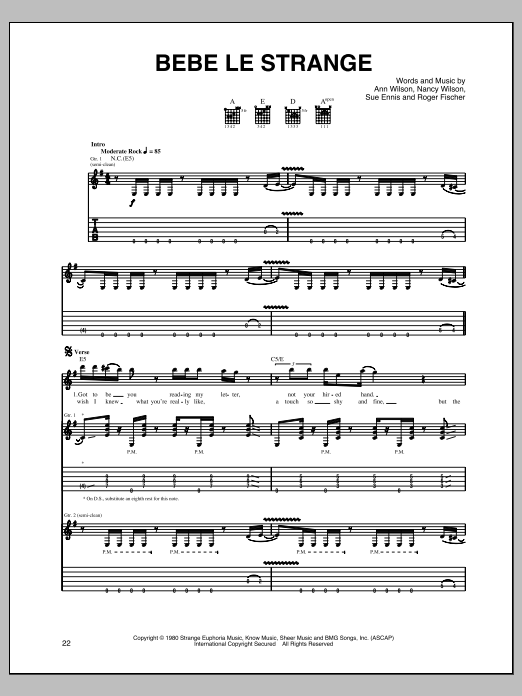 Download Heart Bebe Le Strange Sheet Music and learn how to play Guitar Tab PDF digital score in minutes