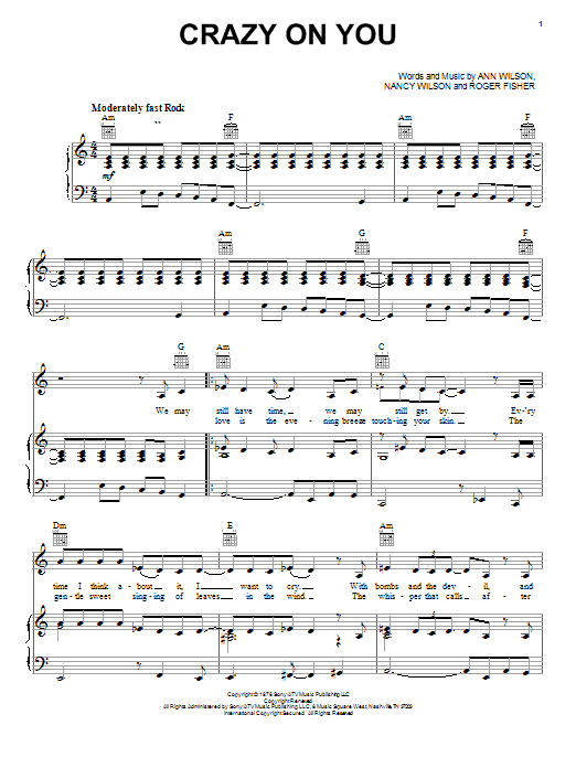 Download Heart Crazy On You Sheet Music and learn how to play Melody Line, Lyrics & Chords PDF digital score in minutes