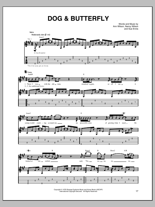 Download Heart Dog & Butterfly Sheet Music and learn how to play Guitar Tab PDF digital score in minutes