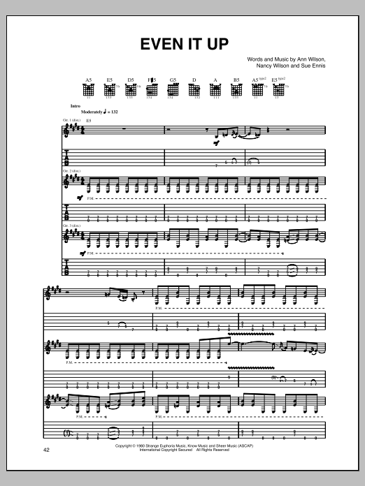 Download Heart Even It Up Sheet Music and learn how to play Guitar Tab PDF digital score in minutes