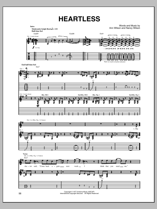 Download Heart Heartless Sheet Music and learn how to play Guitar Tab PDF digital score in minutes