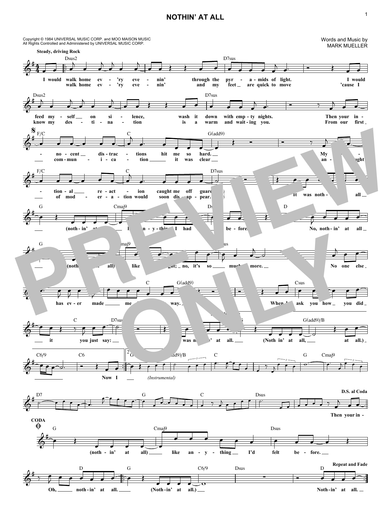 Download Heart Nothin' At All Sheet Music and learn how to play Melody Line, Lyrics & Chords PDF digital score in minutes