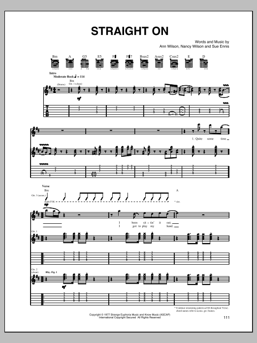 Download Heart Straight On Sheet Music and learn how to play Guitar Tab PDF digital score in minutes