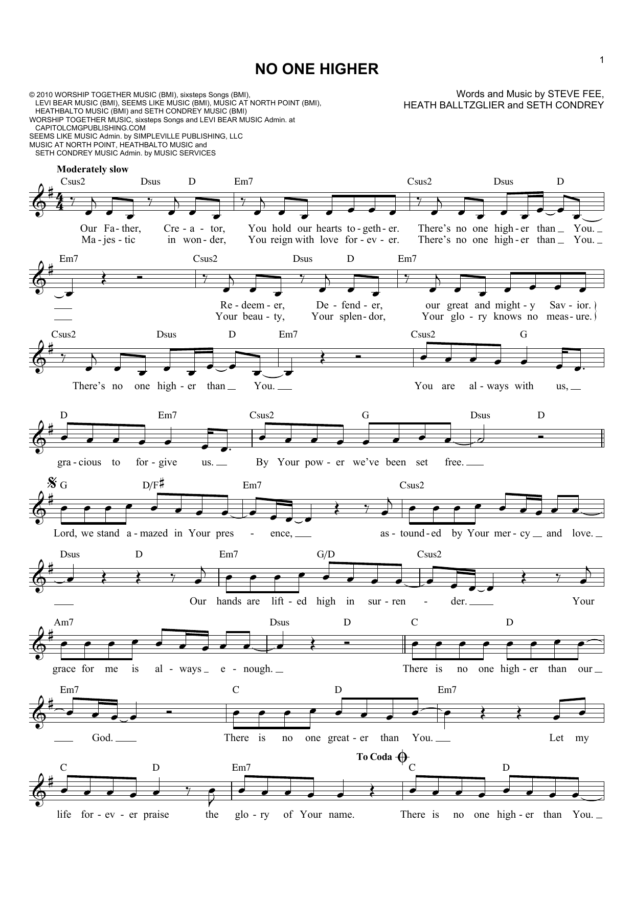 Download Heath Balltzglier No One Higher Sheet Music and learn how to play Lead Sheet / Fake Book PDF digital score in minutes