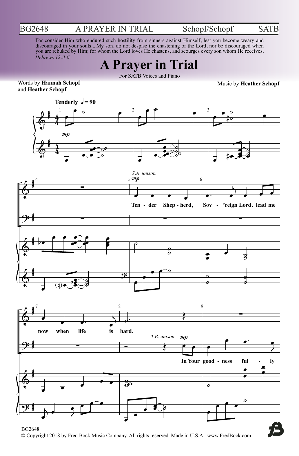 Download Heather Schopf A Prayer In Trial Sheet Music and learn how to play SATB Choir PDF digital score in minutes