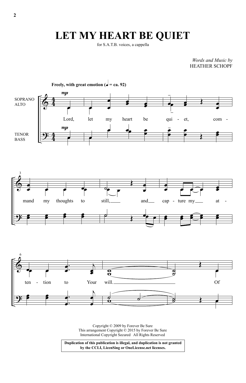 Download Heather Schopf Let My Heart Be Quiet Sheet Music and learn how to play SATB PDF digital score in minutes