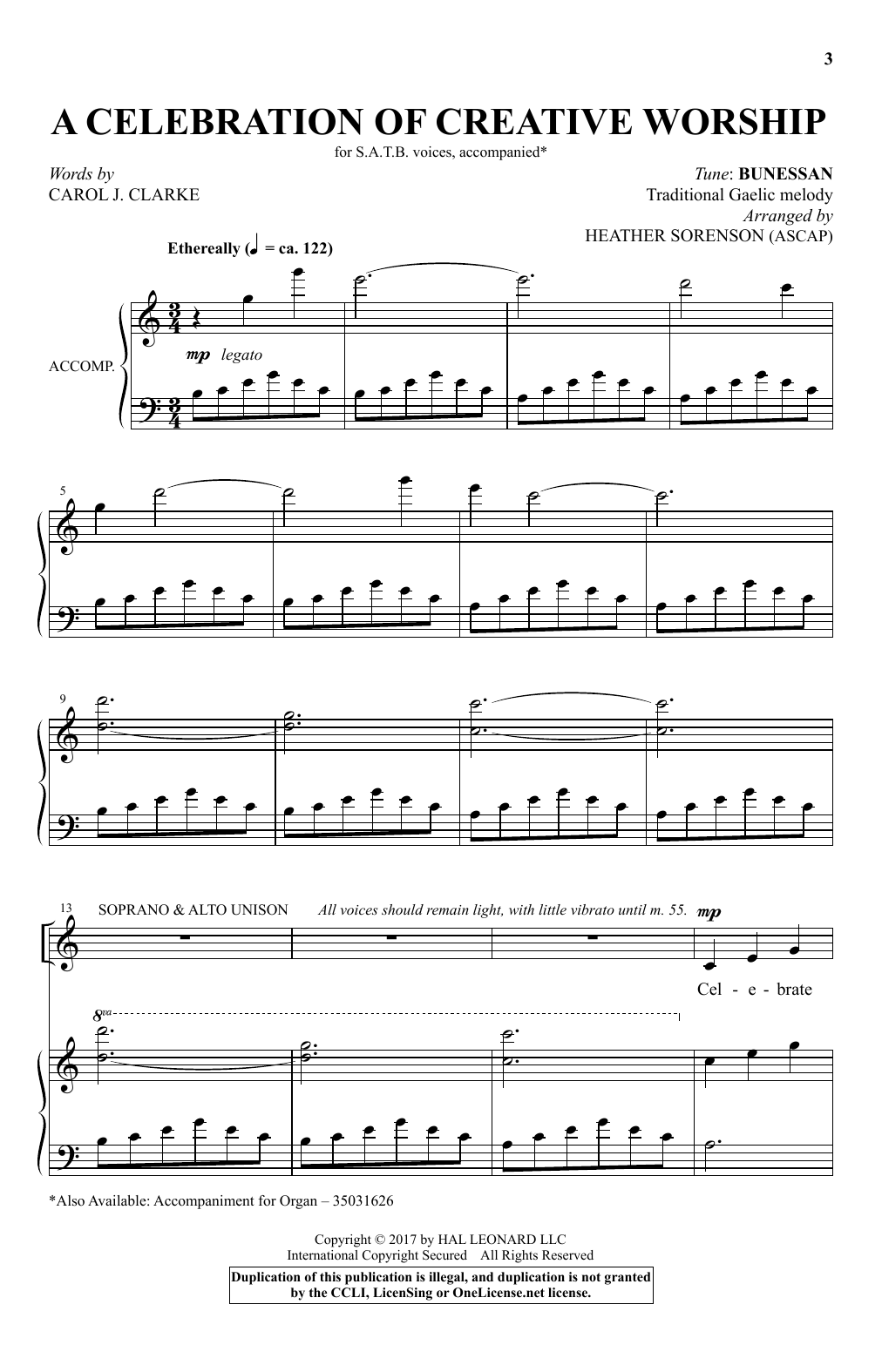 Download Heather Sorenson A Celebration Of Creative Worship Sheet Music and learn how to play SATB PDF digital score in minutes