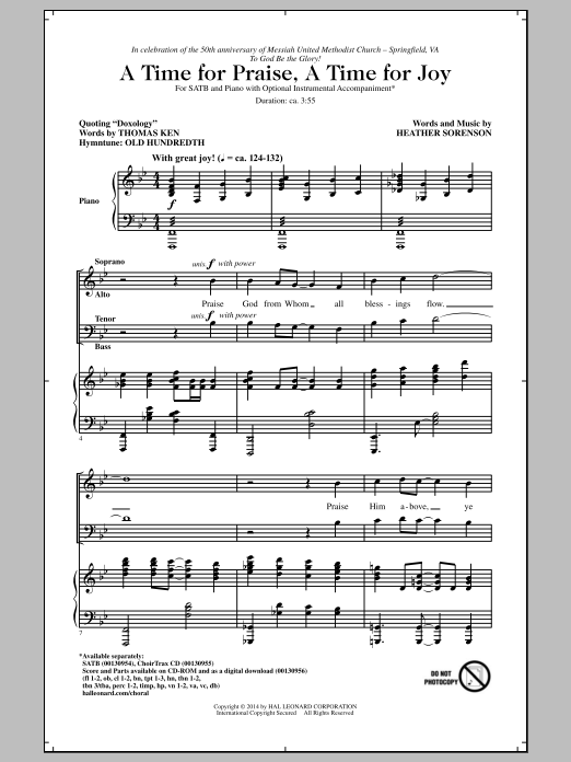 Download Heather Sorenson A Time For Praise, A Time For Joy Sheet Music and learn how to play SATB PDF digital score in minutes