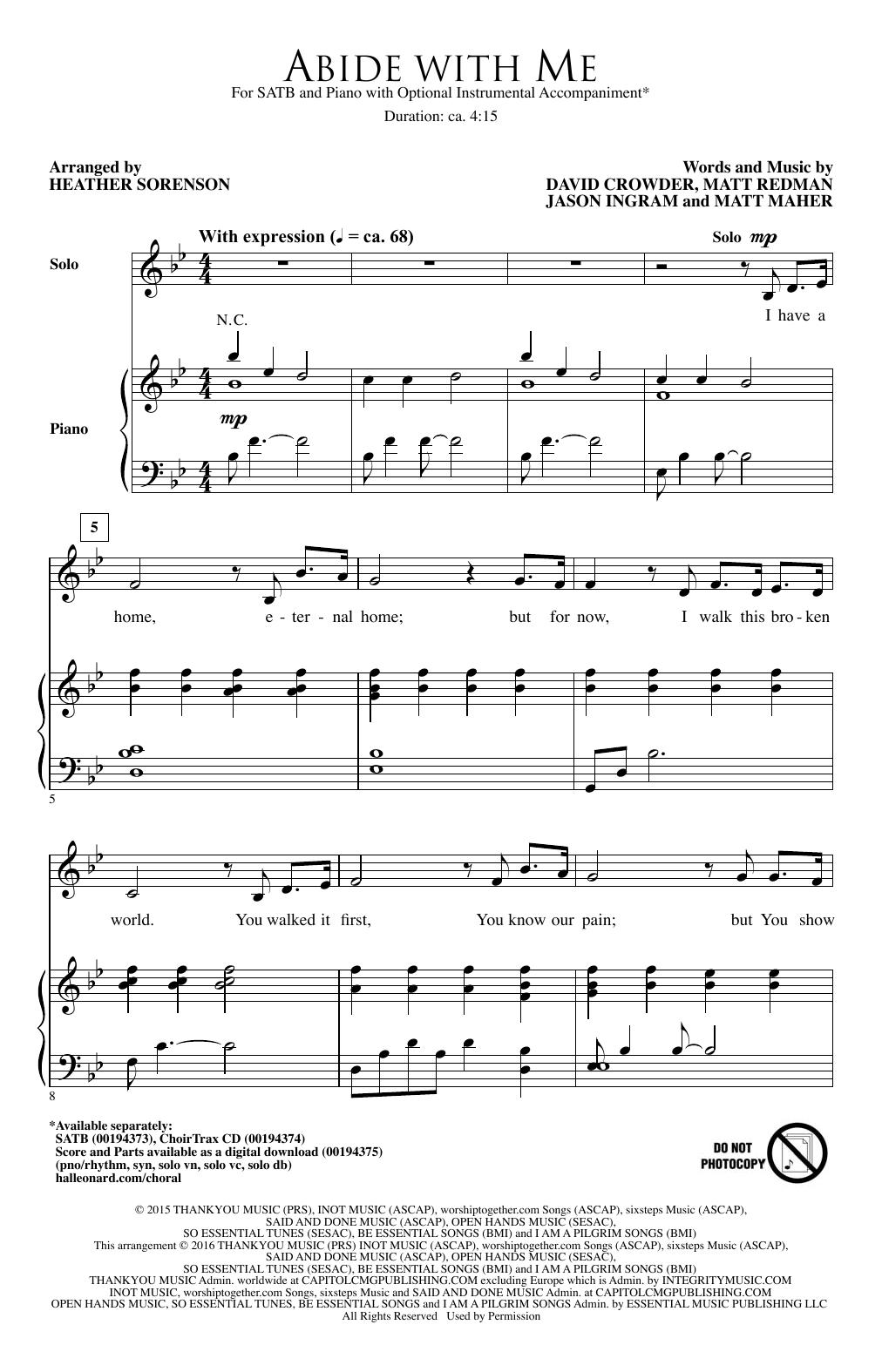 Download Heather Sorenson Abide With Me Sheet Music and learn how to play SATB PDF digital score in minutes