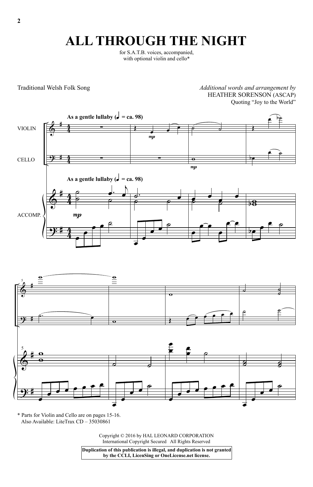Download Heather Sorenson All Through The Night Sheet Music and learn how to play SATB PDF digital score in minutes