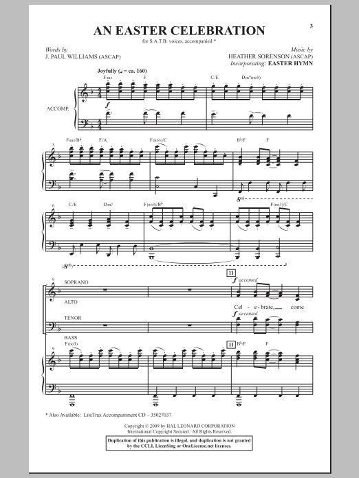 Download Heather Sorenson An Easter Celebration Sheet Music and learn how to play SATB Choir PDF digital score in minutes