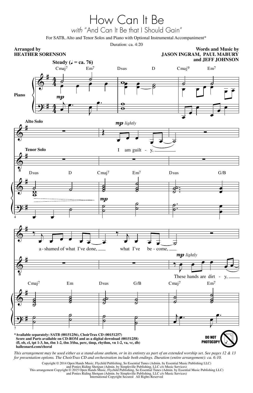 Download Lauren Daigle How Can I Be/ And Can It Be That I Should Gain (arr. Heather Sorenson) Sheet Music and learn how to play SATB PDF digital score in minutes