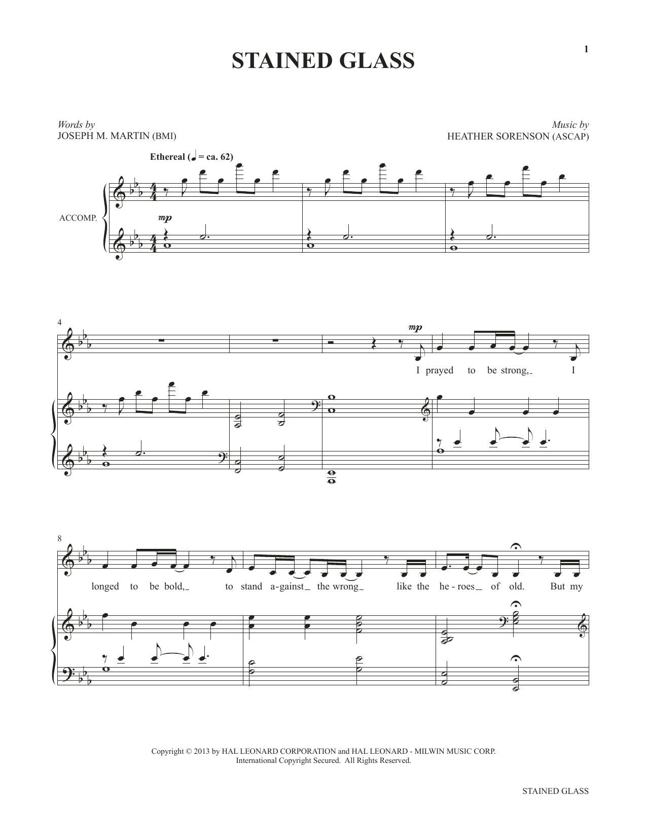 Download Heather Sorenson and Joseph M. Martin Stained Glass (from My Alleluia: Vocal Solos for Worship) Sheet Music and learn how to play Piano & Vocal PDF digital score in minutes