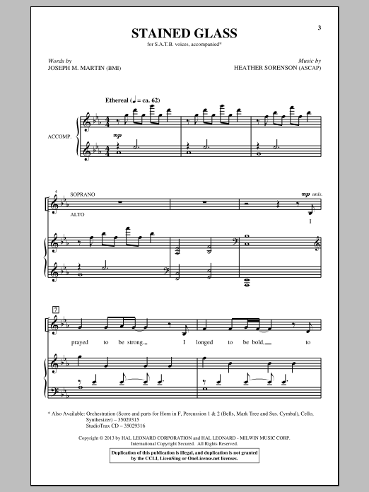 Download Heather Sorenson Stained Glass Sheet Music and learn how to play SATB PDF digital score in minutes