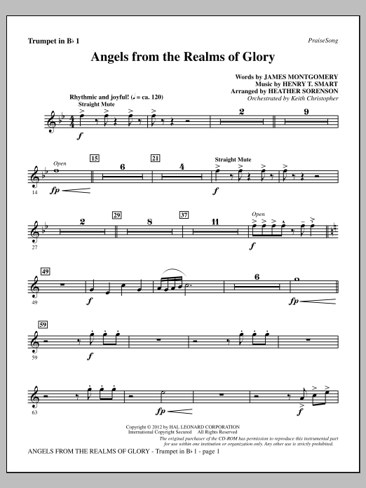 Download Heather Sorenson Angels From The Realms Of Glory - Bb Trumpet 1 Sheet Music and learn how to play Choir Instrumental Pak PDF digital score in minutes