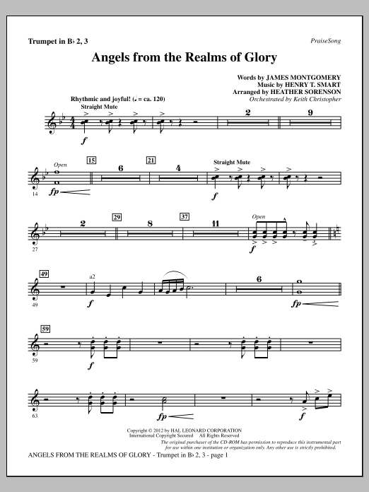 Download Heather Sorenson Angels From The Realms Of Glory - Bb Trumpet 2,3 Sheet Music and learn how to play Choir Instrumental Pak PDF digital score in minutes