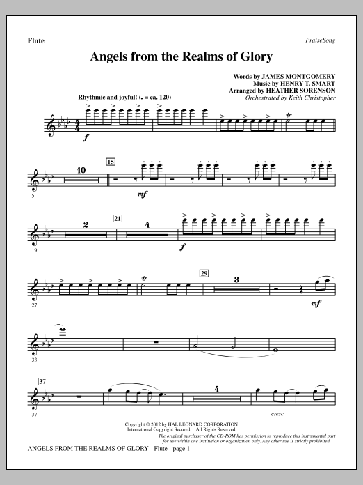 Download Heather Sorenson Angels From The Realms Of Glory - Flute Sheet Music and learn how to play Choir Instrumental Pak PDF digital score in minutes