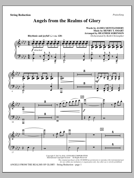 Download Heather Sorenson Angels From The Realms Of Glory - Keyboard String Reduction Sheet Music and learn how to play Choir Instrumental Pak PDF digital score in minutes