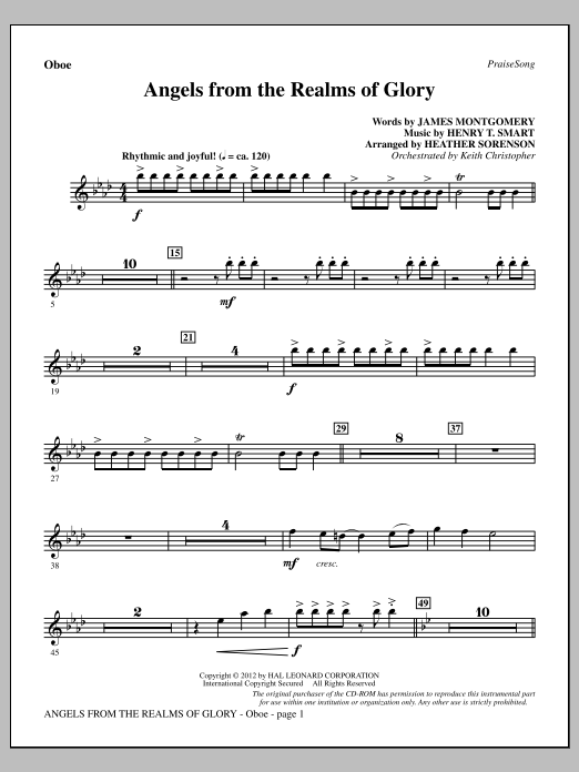 Download Heather Sorenson Angels From The Realms Of Glory - Oboe Sheet Music and learn how to play Choir Instrumental Pak PDF digital score in minutes