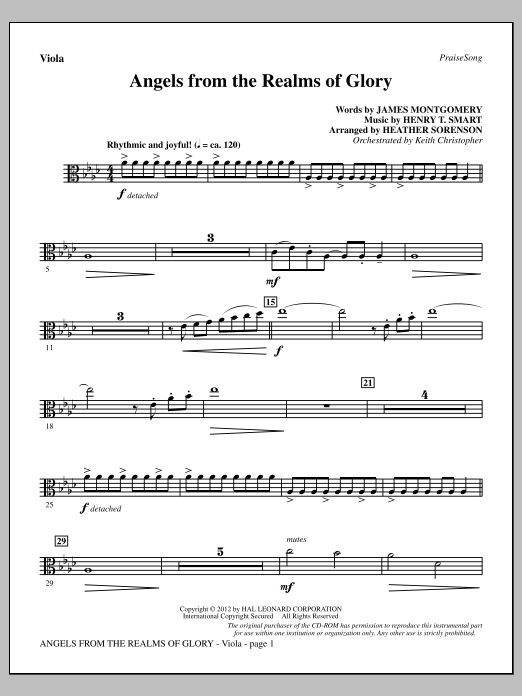 Download Heather Sorenson Angels From The Realms Of Glory - Viola Sheet Music and learn how to play Choir Instrumental Pak PDF digital score in minutes