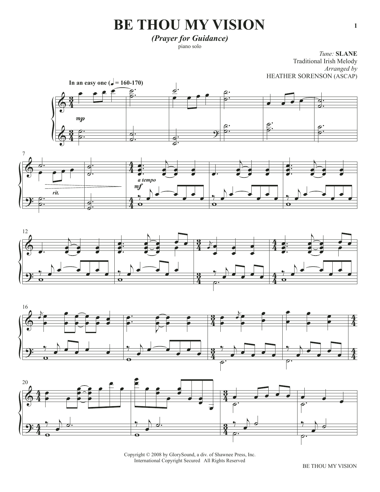 Download Heather Sorenson Be Thou My Vision (from The Prayer Project) Sheet Music and learn how to play Piano Solo PDF digital score in minutes