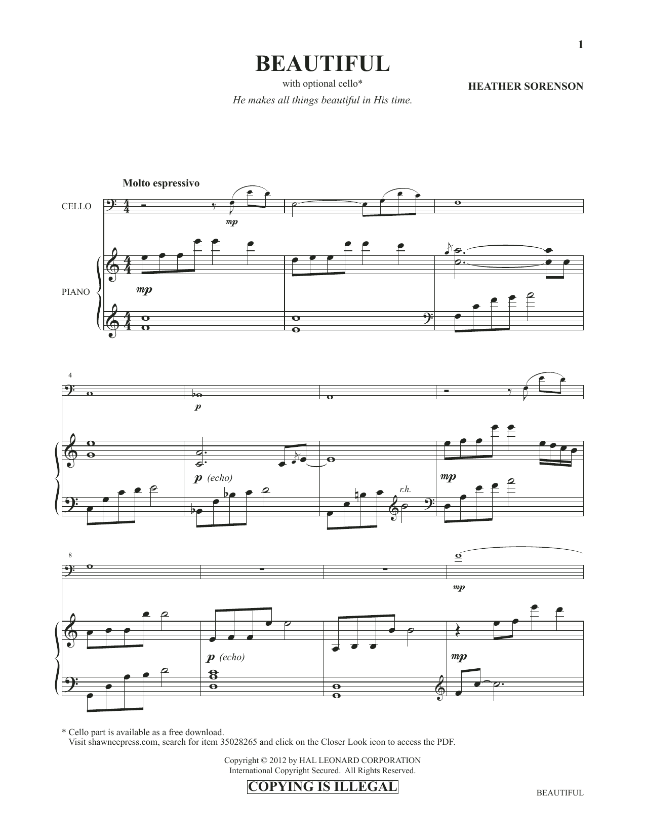 Download Heather Sorenson Beautiful (from Images: Sacred Piano Reflections) Sheet Music and learn how to play Piano Solo PDF digital score in minutes