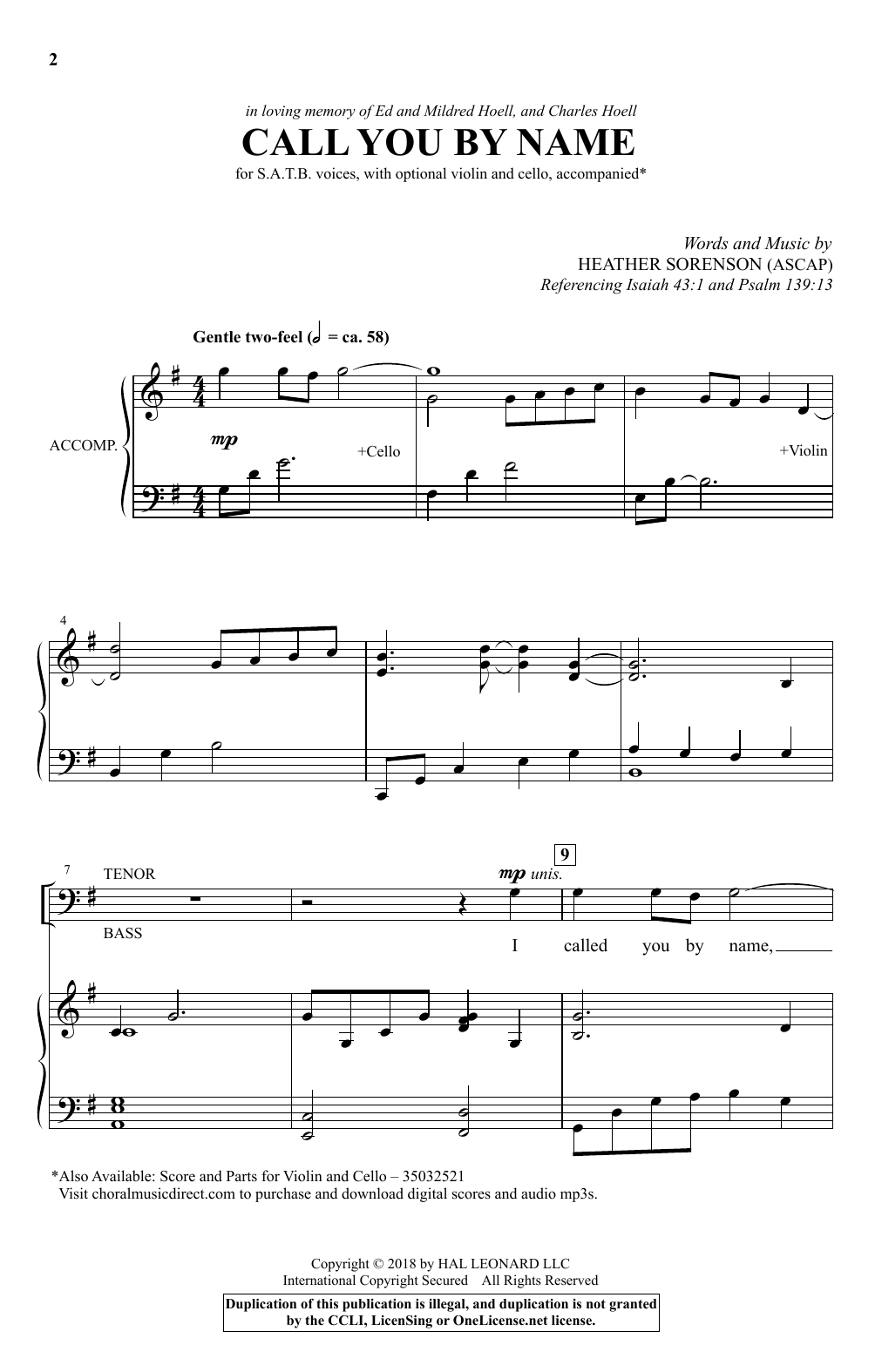 Download Heather Sorenson Call You By Name Sheet Music and learn how to play SATB Choir PDF digital score in minutes