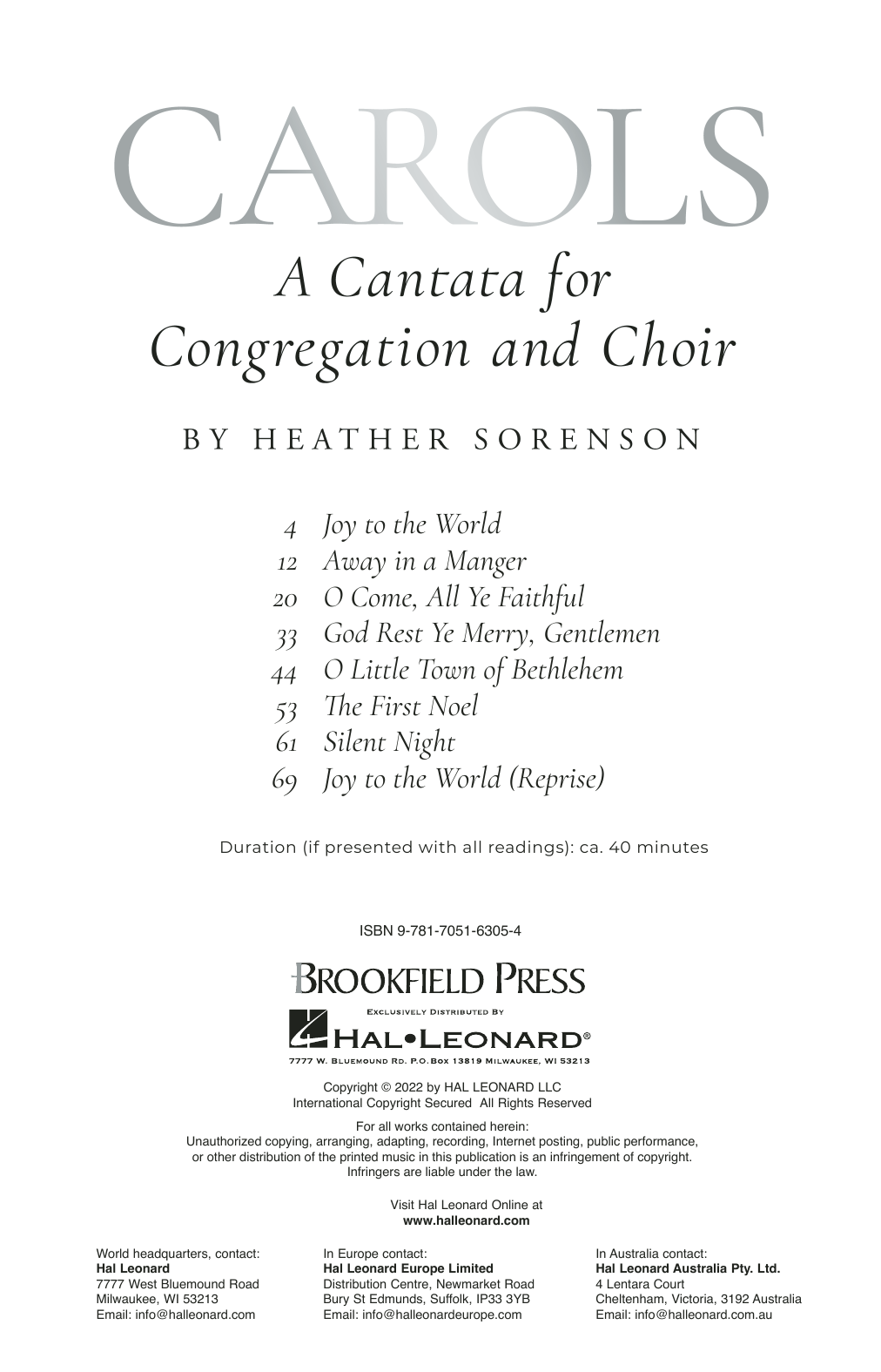 Download Heather Sorenson Carols (A Cantata for Congregation and Choir) Sheet Music and learn how to play SATB Choir PDF digital score in minutes