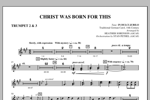 Download Heather Sorenson Christ Was Born For This - Bb Trumpet 2,3 Sheet Music and learn how to play Choir Instrumental Pak PDF digital score in minutes