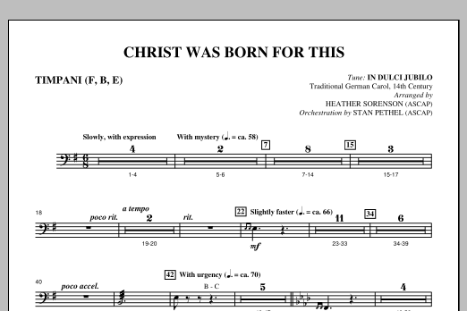 Download Heather Sorenson Christ Was Born For This - Timpani Sheet Music and learn how to play Choir Instrumental Pak PDF digital score in minutes