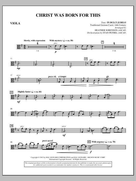 Download Heather Sorenson Christ Was Born For This - Viola Sheet Music and learn how to play Choir Instrumental Pak PDF digital score in minutes