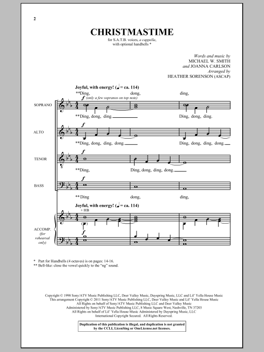 Download Heather Sorenson Christmastime Sheet Music and learn how to play SATB PDF digital score in minutes