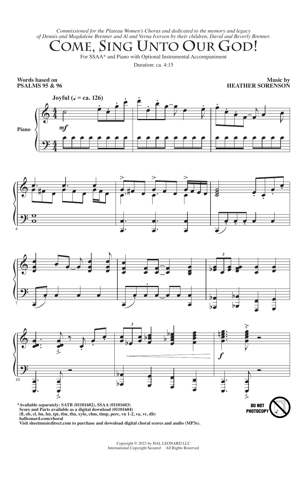 Download Heather Sorenson Come, Sing Unto Our God! Sheet Music and learn how to play SATB Choir PDF digital score in minutes
