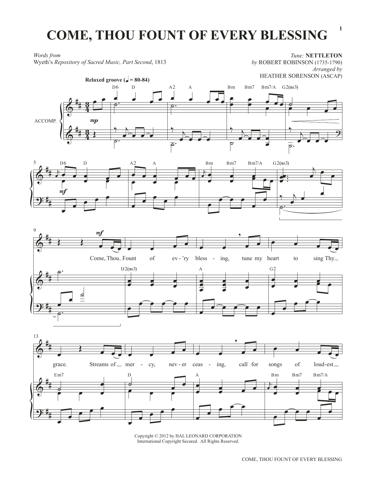 Download Heather Sorenson Come, Thou Fount Of Every Blessing (from My Alleluia: Vocal Solos for Worship) Sheet Music and learn how to play Piano & Vocal PDF digital score in minutes